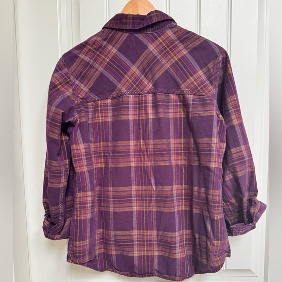 Columbia Burgundy & Orange Corduroy Plaid Adjustable Sleeve Button Up Shirt. L - Picture 3 of 7